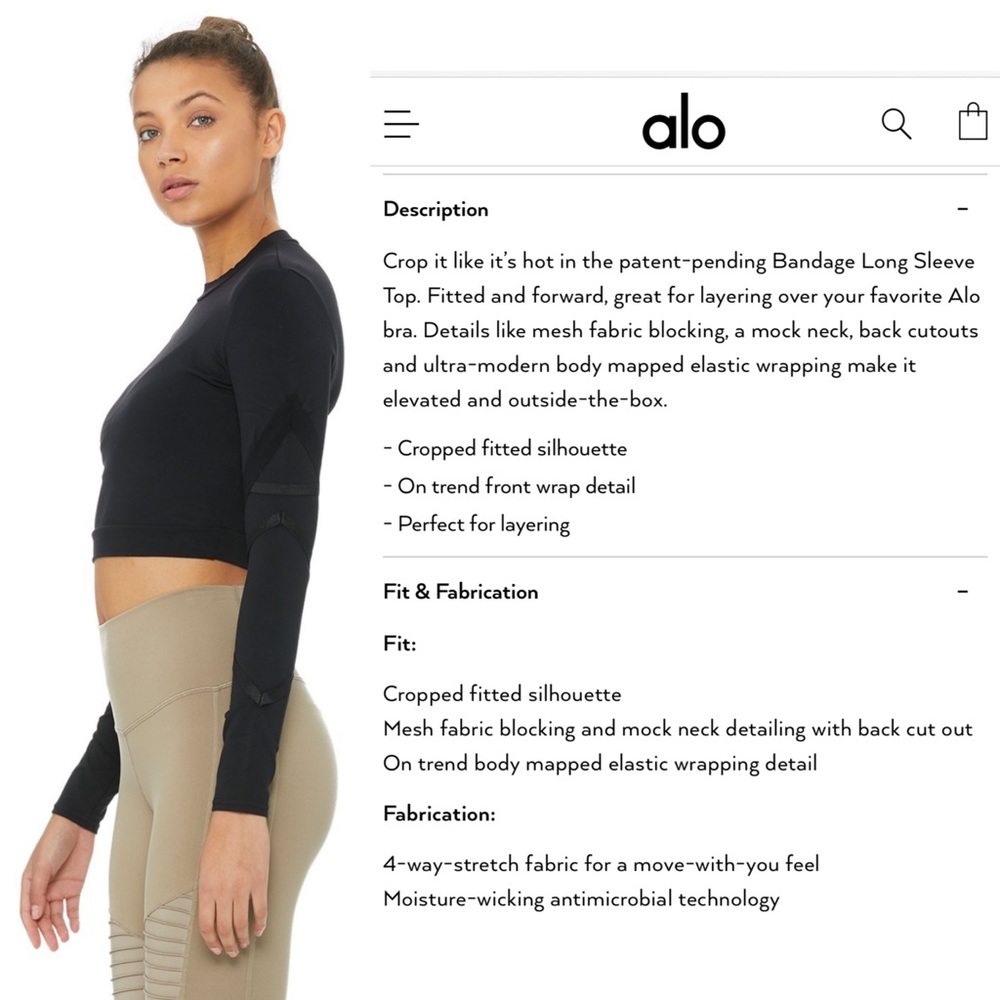 ALO yoga bandage long sleeve top - Picture 2 of 6